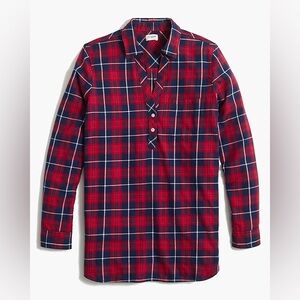 J Crew red flannel popover blouse M